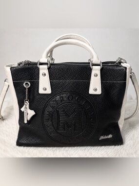 METROCITY Black and Cream/off white Crossbody Tote Bag Satchel